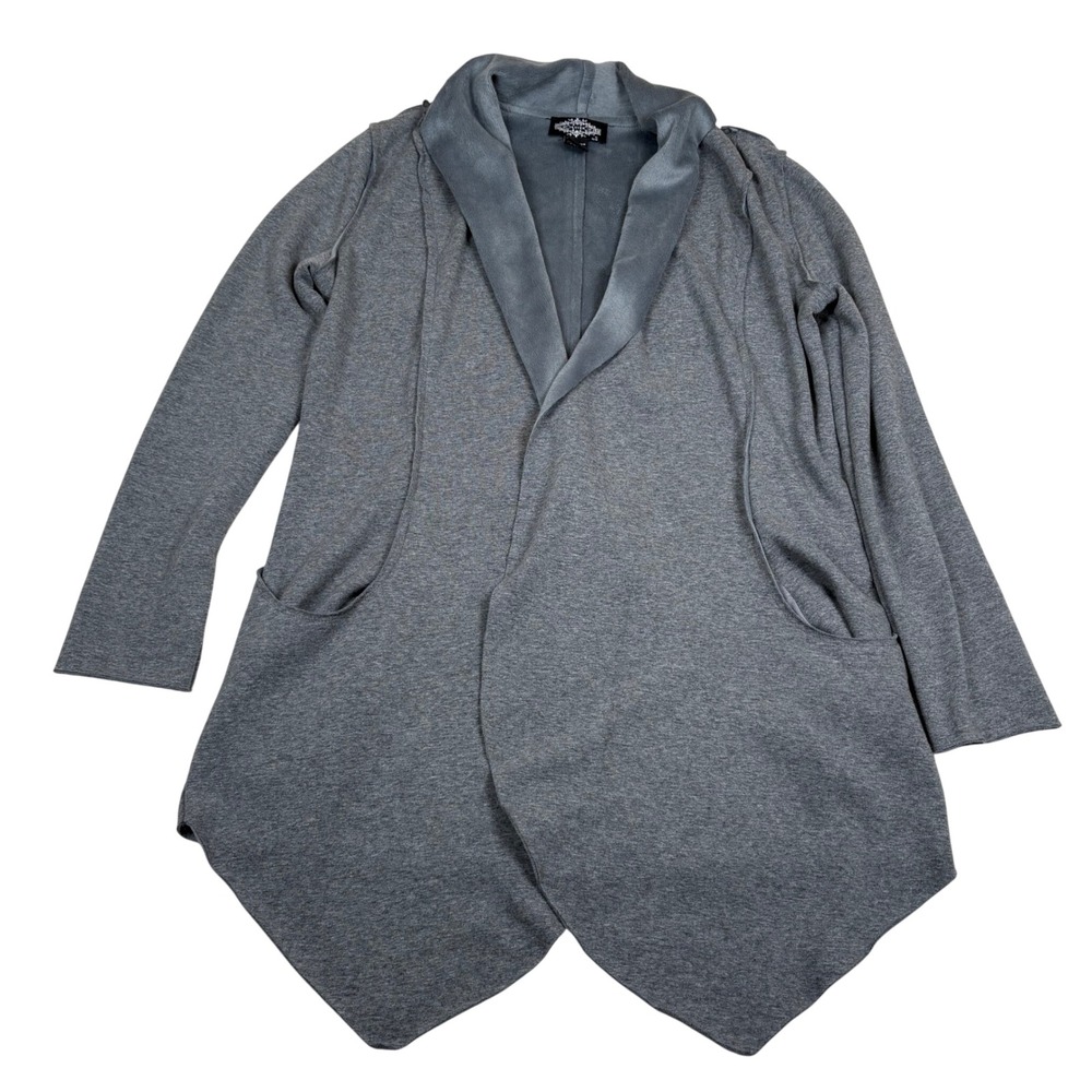 Anthropologie Oliver Escio Womens L Jersey Cardigan Gray Open Front Soft Knit